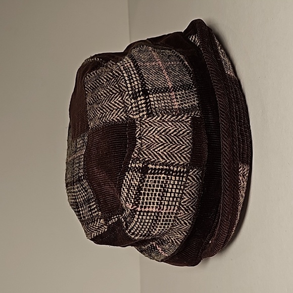 Billabong Hat Cap Newsboy Houndstooth Chevron Plaid Corduroy Wool Brown Lined - Picture 2 of 12